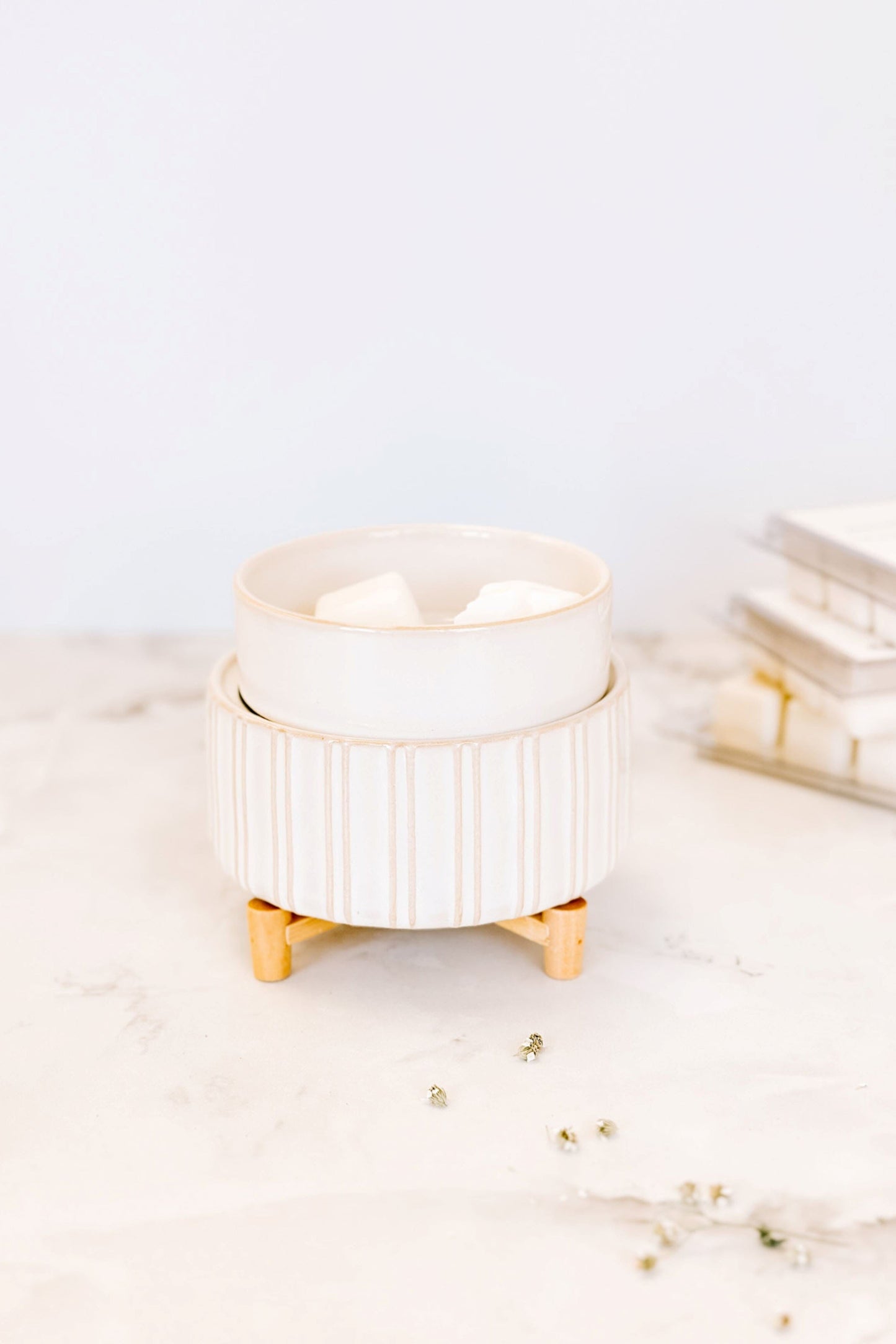DIFFUSEUR CUBES DE CIRE - 2 en 1 - Bois et céramique