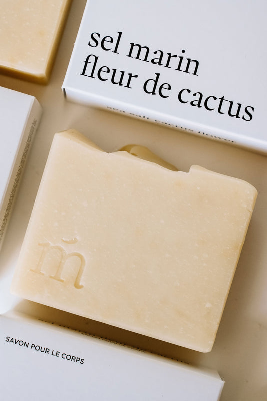 SAVON POUR LE CORPS - Sel marin fleur de cactus Savons Marée - Chandelles 