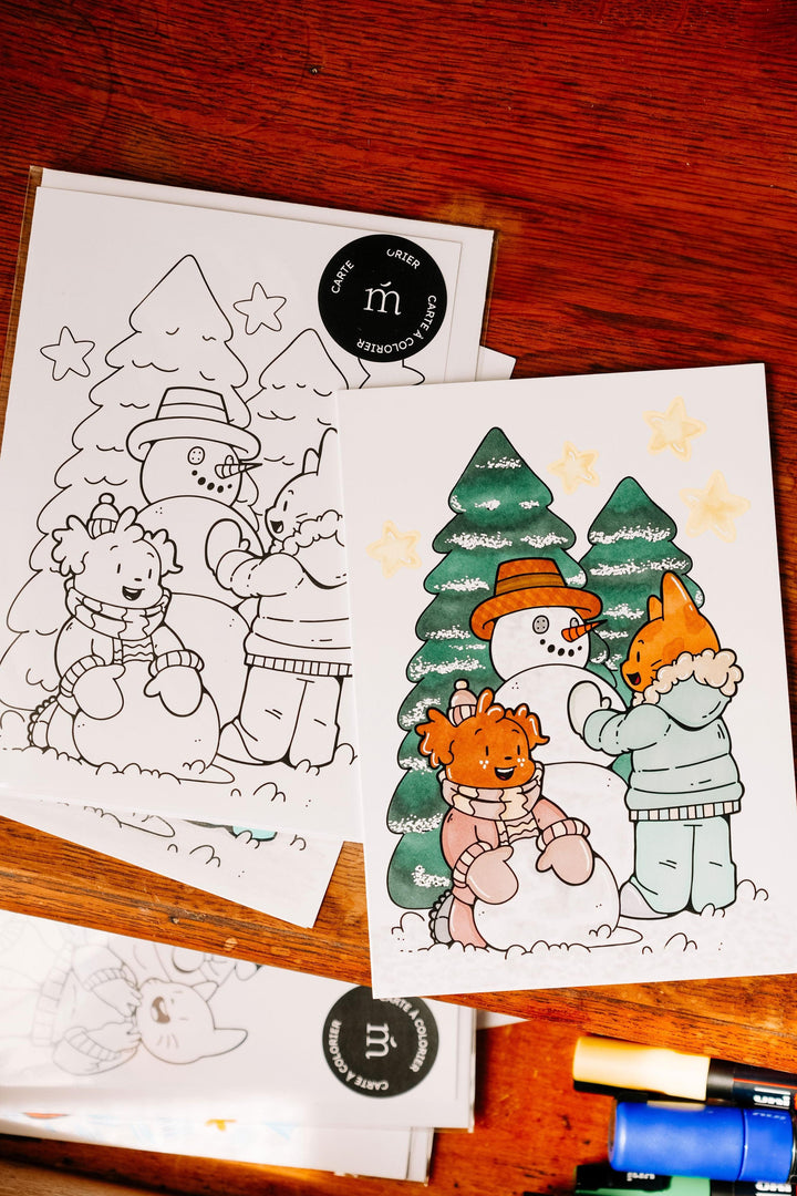 Carte à colorier - Hugo &amp; Juliette