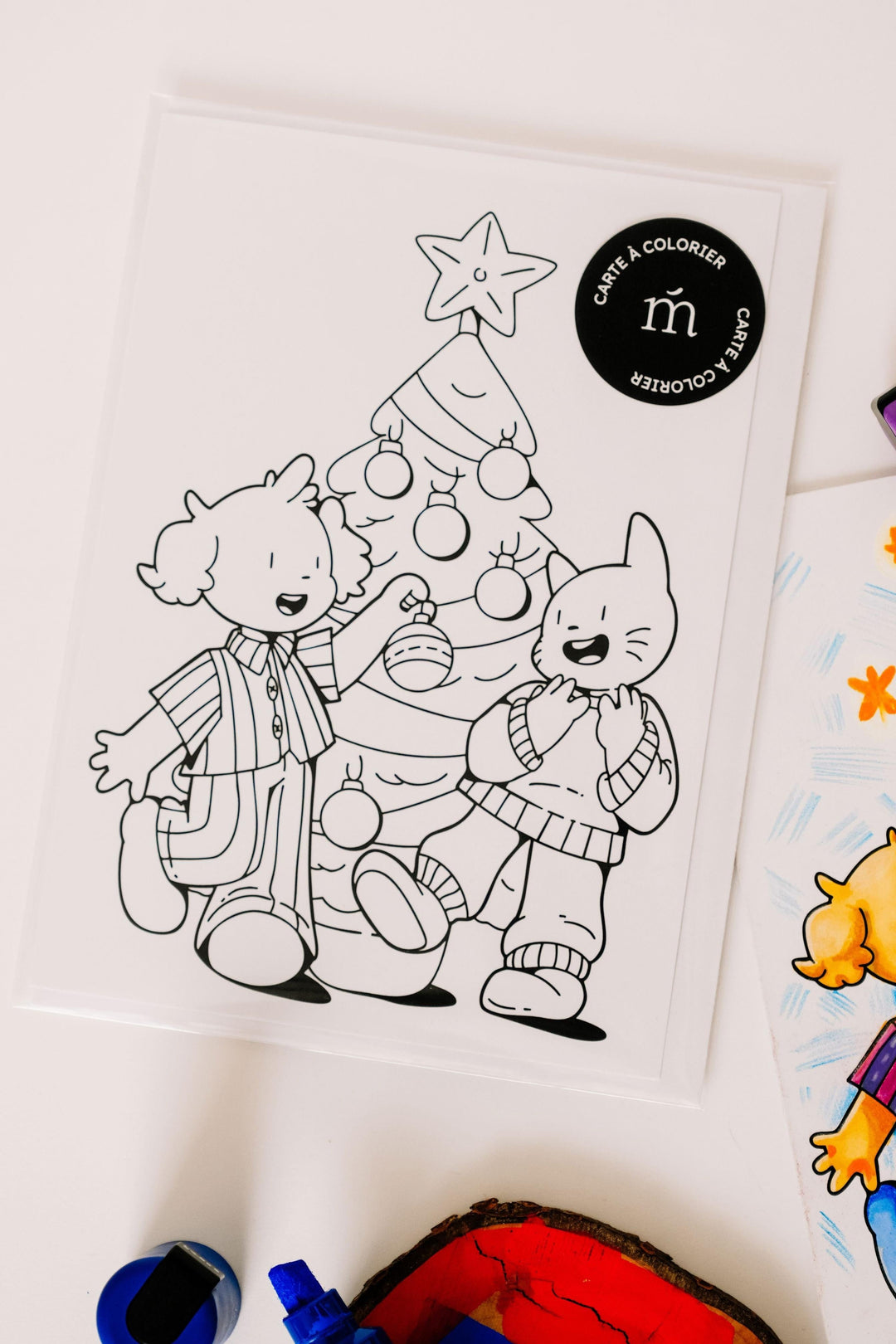 Carte à colorier - Victor &amp; Emma